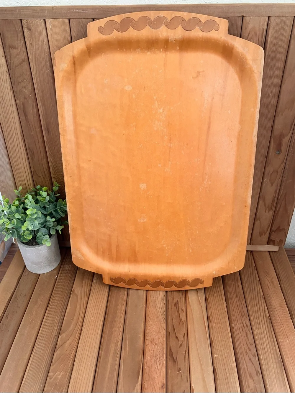 S.E. Overton Bentwood Vintage Serving Tray, Mid-Century Wood